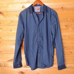Consequence | Navy Long‎ Sleeve Button Down Shirt Large